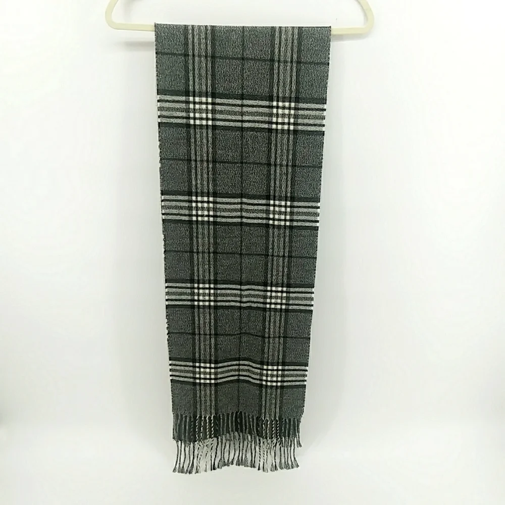 ⭐3/$30 Plaid Scarf Black Gray White Fringe
